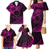 Kia Orana Cook Islands Family Matching Mermaid Dress and Hawaiian Shirt Circle Stars With Floral Pink Pattern LT01 - Polynesian Pride