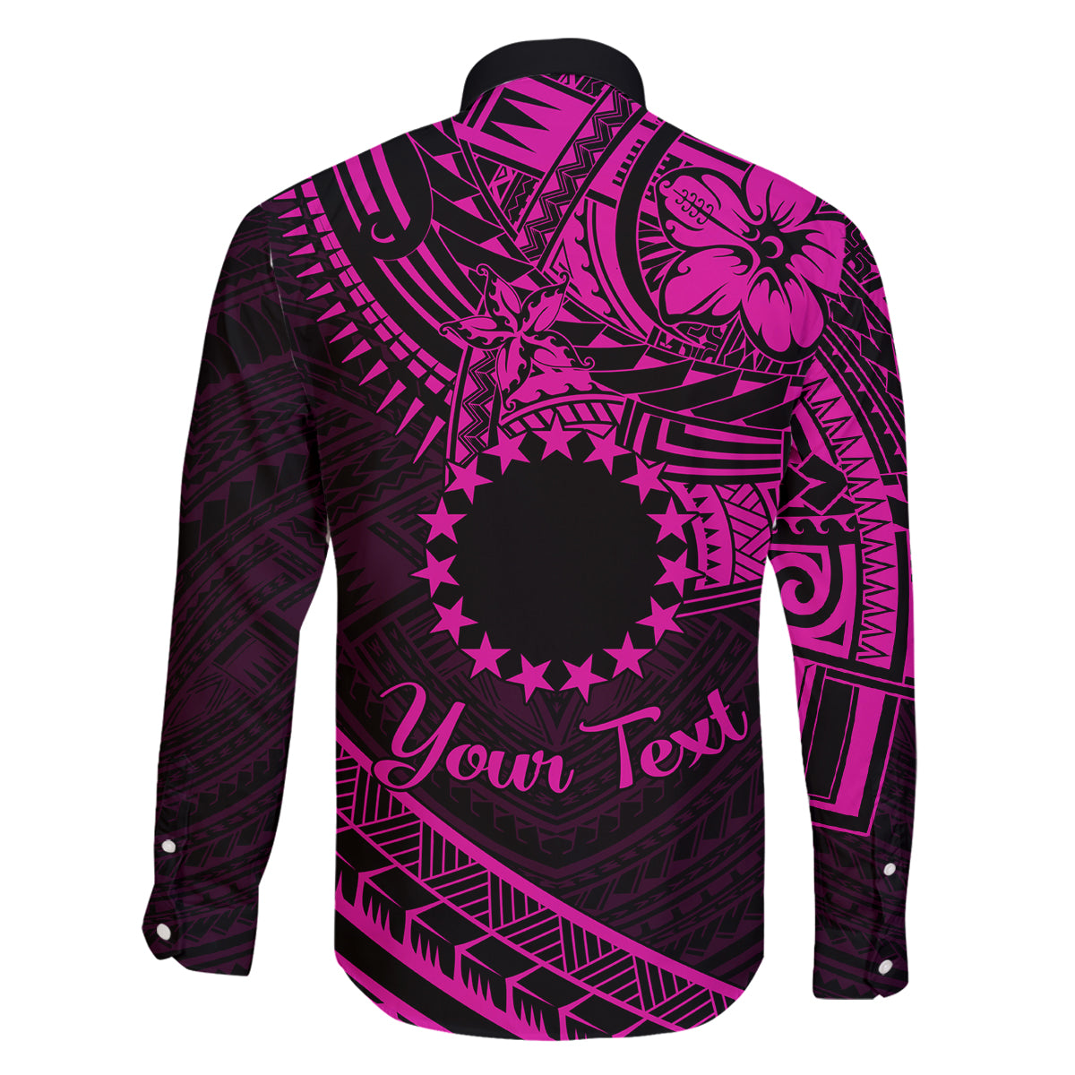 Kia Orana Cook Islands Family Matching Off Shoulder Short Dress and Hawaiian Shirt Circle Stars With Floral Pink Pattern LT01 - Polynesian Pride