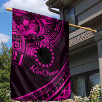 Kia Orana Cook Islands Garden Flag Circle Stars With Floral Pink Pattern LT01 - Polynesian Pride