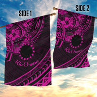 Kia Orana Cook Islands Garden Flag Circle Stars With Floral Pink Pattern LT01 - Polynesian Pride