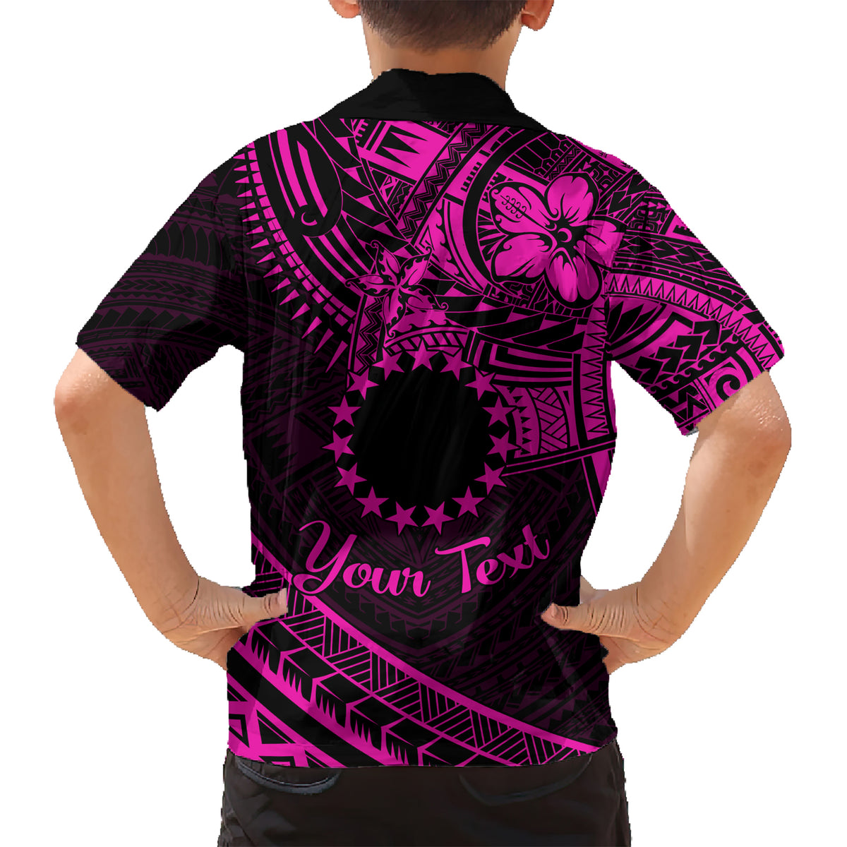 Kia Orana Cook Islands Kid Hawaiian Shirt Circle Stars With Floral Pink Pattern LT01 - Polynesian Pride