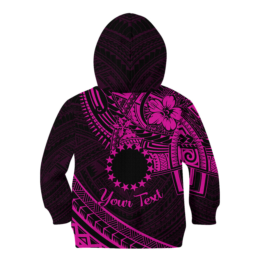 Kia Orana Cook Islands Kid Hoodie Circle Stars With Floral Pink Pattern LT01 - Polynesian Pride