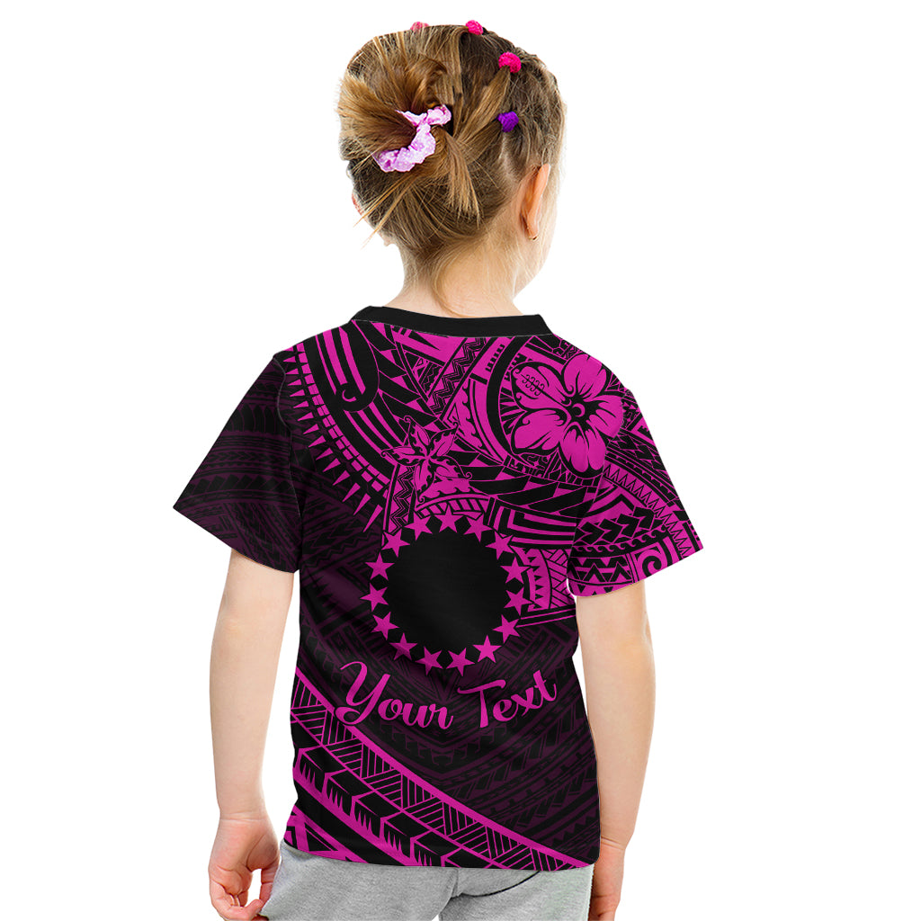 Kia Orana Cook Islands Kid T Shirt Circle Stars With Floral Pink Pattern LT01 - Polynesian Pride