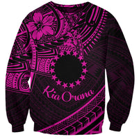 Kia Orana Cook Islands Sweatshirt Circle Stars With Floral Pink Pattern LT01 Unisex Pink - Polynesian Pride