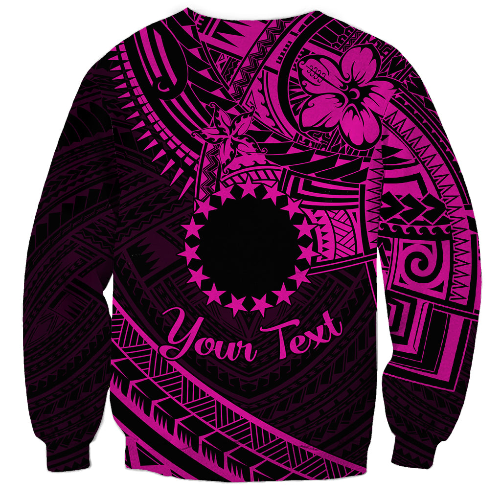 Kia Orana Cook Islands Sweatshirt Circle Stars With Floral Pink Pattern LT01 - Polynesian Pride