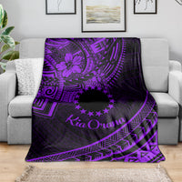 Kia Orana Cook Islands Blanket Circle Stars With Floral Purple Pattern LT01 - Polynesian Pride
