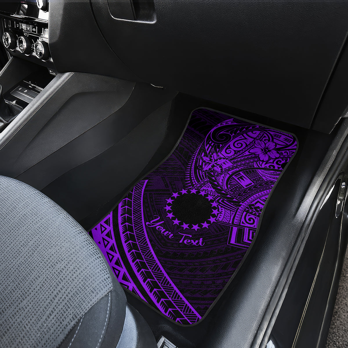 Kia Orana Cook Islands Car Mats Circle Stars With Floral Purple Pattern LT01 - Polynesian Pride