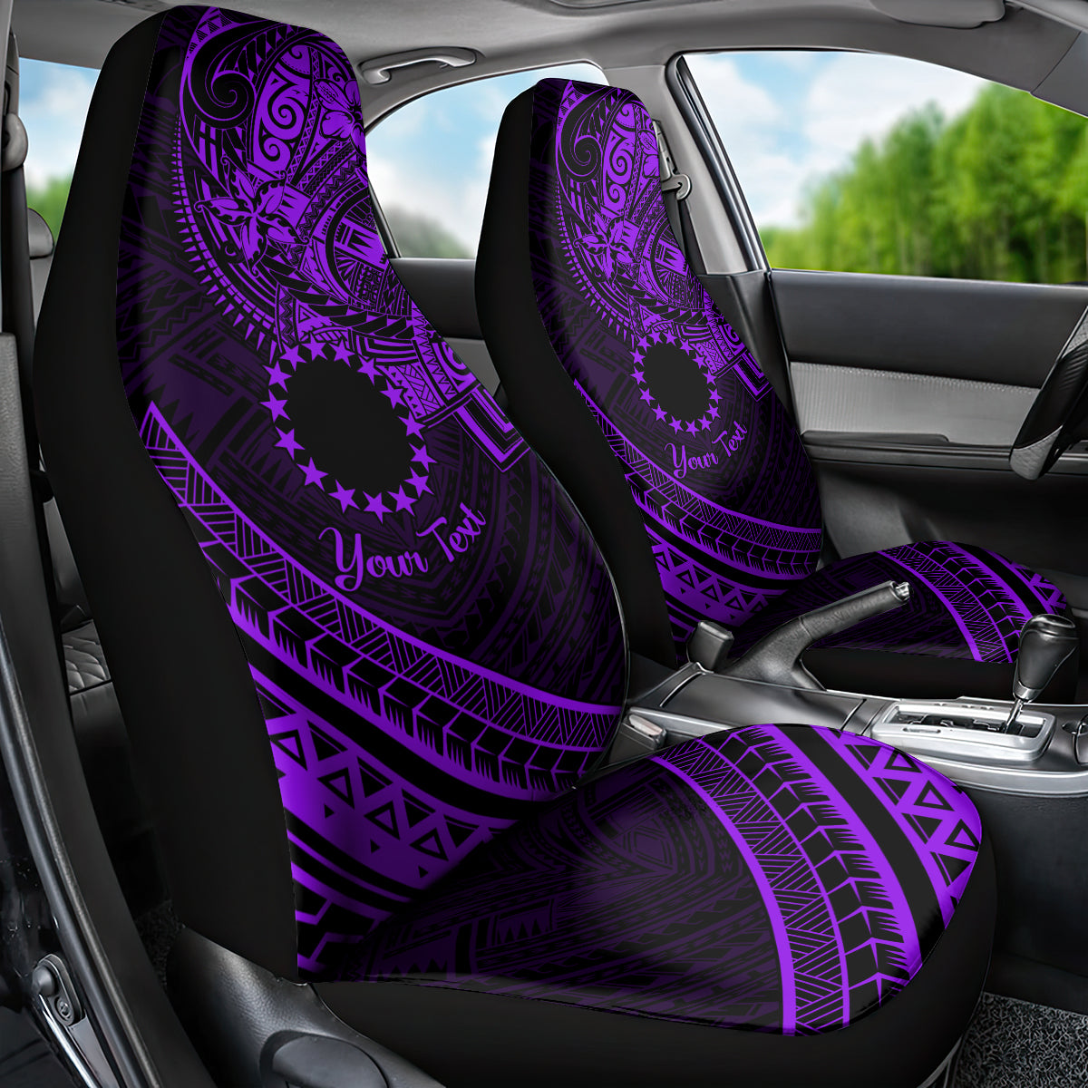 Kia Orana Cook Islands Car Seat Cover Circle Stars With Floral Purple Pattern LT01 - Polynesian Pride