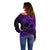 Kia Orana Cook Islands Off Shoulder Sweater Circle Stars With Floral Purple Pattern LT01 - Polynesian Pride