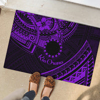 Kia Orana Cook Islands Rubber Doormat Circle Stars With Floral Purple Pattern LT01 - Polynesian Pride