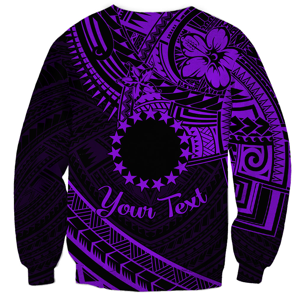 Kia Orana Cook Islands Sweatshirt Circle Stars With Floral Purple Pattern LT01 - Polynesian Pride