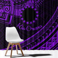 Kia Orana Cook Islands Window Curtain Circle Stars With Floral Purple Pattern LT01 - Polynesian Pride