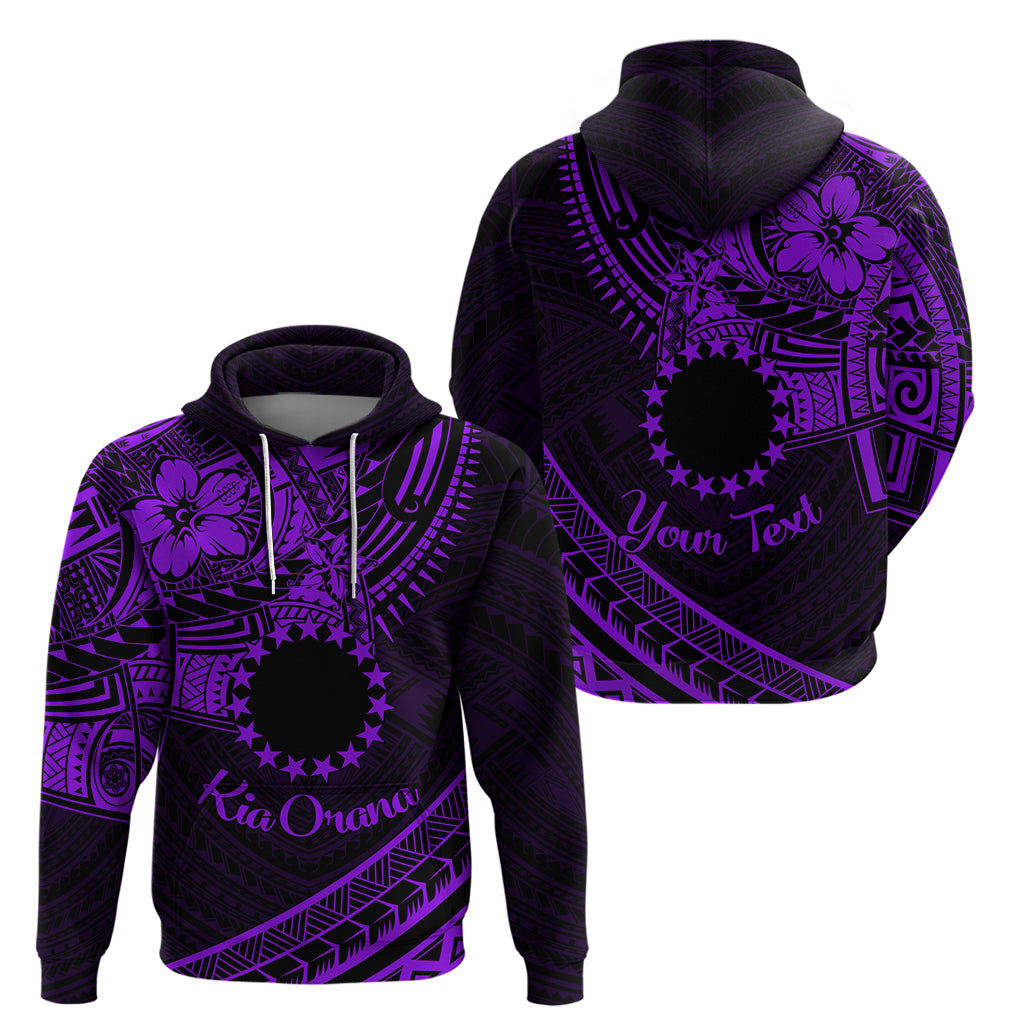Kia Orana Cook Islands Zip Hoodie Circle Stars With Floral Purple Pattern LT01 - Polynesian Pride