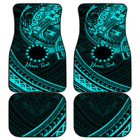 Kia Orana Cook Islands Car Mats Circle Stars With Floral Turquoise Pattern LT01 Turquoise - Polynesian Pride