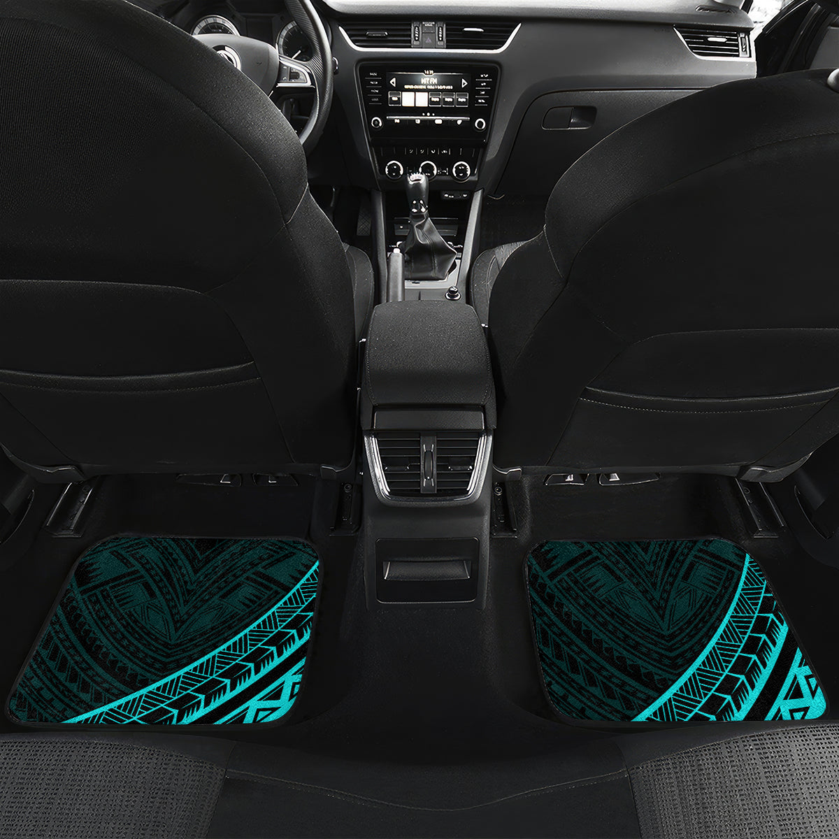 Kia Orana Cook Islands Car Mats Circle Stars With Floral Turquoise Pattern LT01 - Polynesian Pride