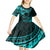 Kia Orana Cook Islands Kid Short Sleeve Dress Circle Stars With Floral Turquoise Pattern LT01 - Polynesian Pride