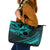 Kia Orana Cook Islands Leather Tote Bag Circle Stars With Floral Turquoise Pattern LT01 Turquoise - Polynesian Pride