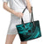 Kia Orana Cook Islands Leather Tote Bag Circle Stars With Floral Turquoise Pattern LT01 - Polynesian Pride