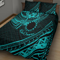 Kia Orana Cook Islands Quilt Bed Set Circle Stars With Floral Turquoise Pattern LT01 - Polynesian Pride