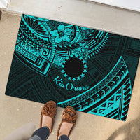 Kia Orana Cook Islands Rubber Doormat Circle Stars With Floral Turquoise Pattern LT01 - Polynesian Pride