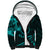 Kia Orana Cook Islands Sherpa Hoodie Circle Stars With Floral Turquoise Pattern LT01 Unisex Turquoise - Polynesian Pride