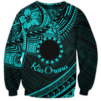 Kia Orana Cook Islands Sweatshirt Circle Stars With Floral Turquoise Pattern LT01 Unisex Turquoise - Polynesian Pride