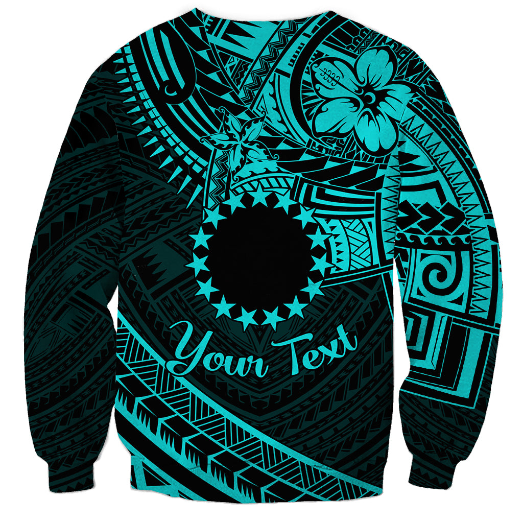 Kia Orana Cook Islands Sweatshirt Circle Stars With Floral Turquoise Pattern LT01 - Polynesian Pride