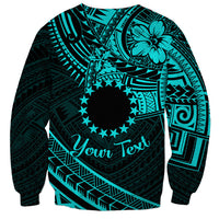 Kia Orana Cook Islands Sweatshirt Circle Stars With Floral Turquoise Pattern LT01 - Polynesian Pride