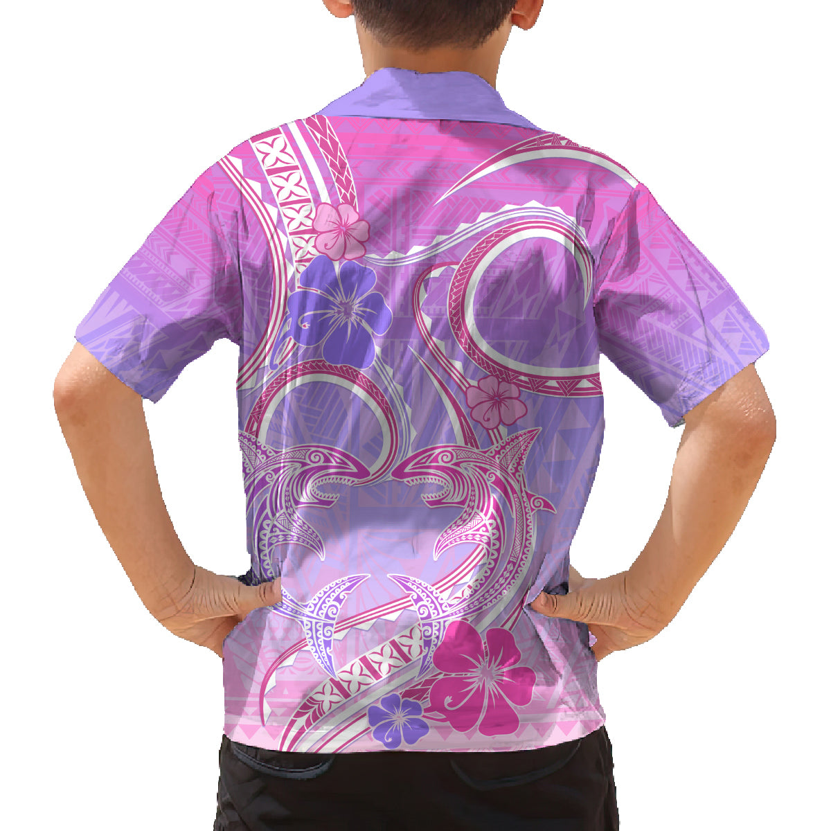 Polynesian Shark Valentine Family Matching Off Shoulder Short Dress and Hawaiian Shirt Sweet Unique Version LT01 - Polynesian Pride