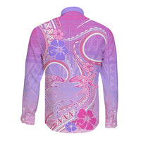 Polynesian Shark Valentine Long Sleeve Button Shirt Sweet Unique Version LT01 - Polynesian Pride