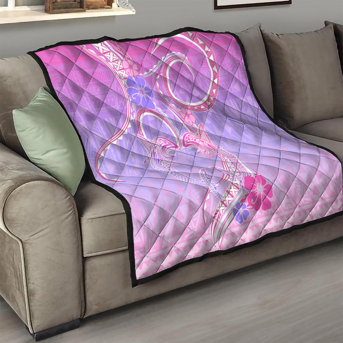 Polynesian Shark Valentine Quilt Sweet Unique Version