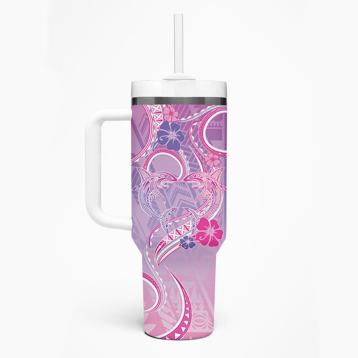 Polynesian Shark Valentine Tumbler With Handle Sweet Unique Version