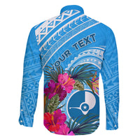 Yap Day Family Matching Off Shoulder Long Sleeve Dress and Hawaiian Shirt Nam nu Waqab Tropical Flower LT01 - Polynesian Pride