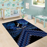 Personalised Aotearoa Matariki Area Rug Blue Fern Maori Poutama