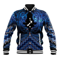 Personalised Aotearoa Matariki Baseball Jacket Blue Fern Maori Poutama