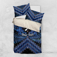 Personalised Aotearoa Matariki Bedding Set Blue Fern Maori Poutama