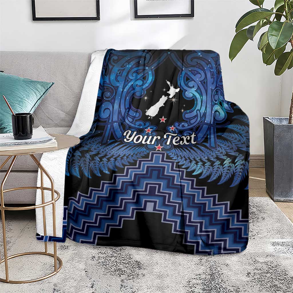Personalised Aotearoa Matariki Blanket Blue Fern Maori Poutama