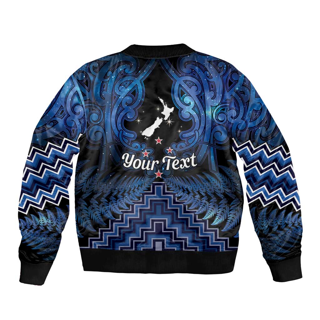 Personalised Aotearoa Matariki Bomber Jacket Blue Fern Maori Poutama LT01 - Polynesian Pride