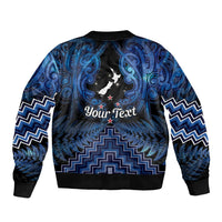 Personalised Aotearoa Matariki Bomber Jacket Blue Fern Maori Poutama LT01 - Polynesian Pride