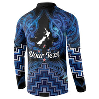 Personalised Aotearoa Matariki Button Sweatshirt Blue Fern Maori Poutama