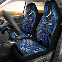 Personalised Aotearoa Matariki Car Seat Cover Blue Fern Maori Poutama