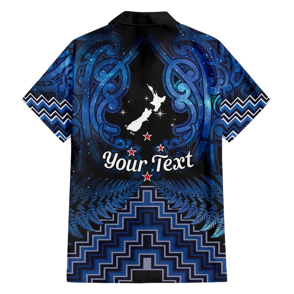 Personalised Aotearoa Matariki Family Matching Puletasi and Hawaiian Shirt Blue Fern Maori Poutama