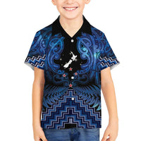 Personalised Aotearoa Matariki Family Matching Summer Maxi Dress and Hawaiian Shirt Blue Fern Maori Poutama