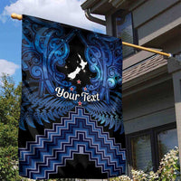 Personalised Aotearoa Matariki Garden Flag Blue Fern Maori Poutama