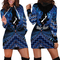 Personalised Aotearoa Matariki Hoodie Dress Blue Fern Maori Poutama