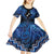 Personalised Aotearoa Matariki Kid Short Sleeve Dress Blue Fern Maori Poutama