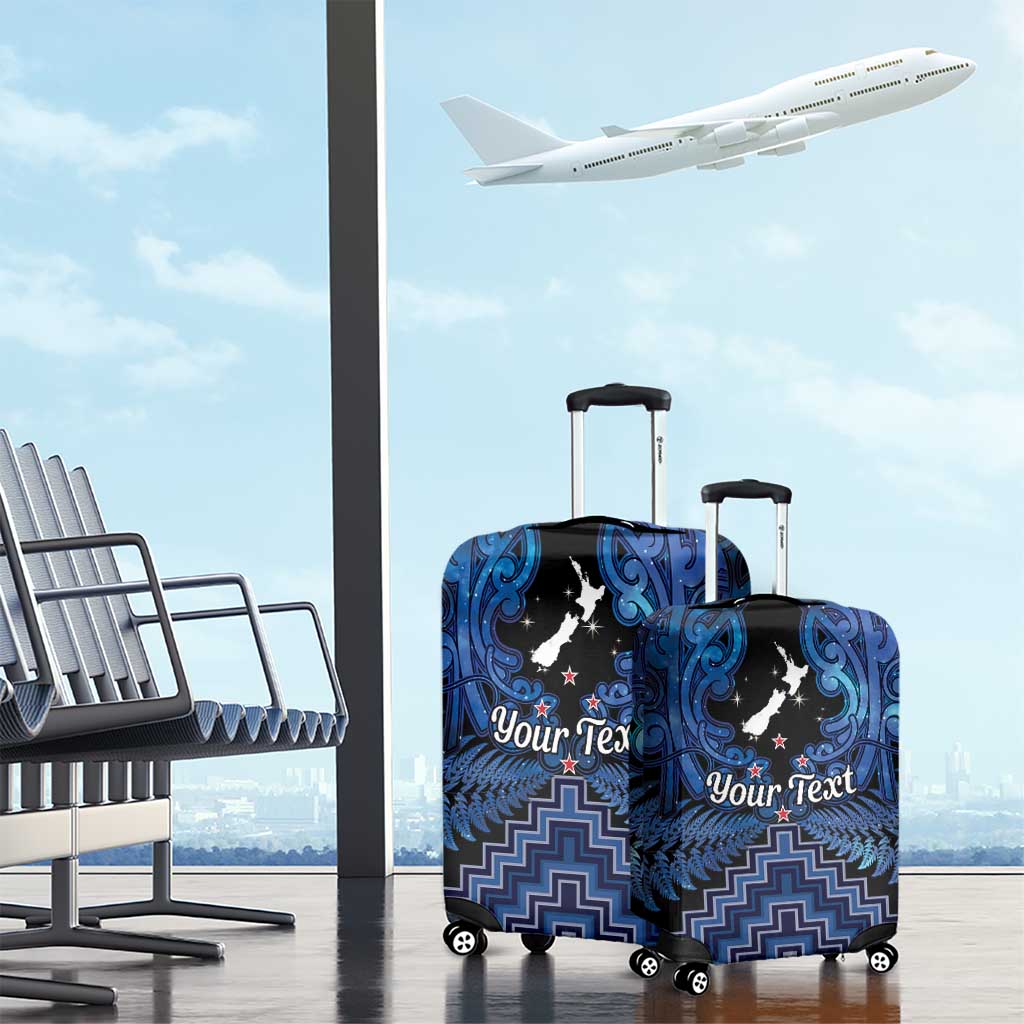 Personalised Aotearoa Matariki Luggage Cover Blue Fern Maori Poutama LT01 - Polynesian Pride