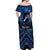 Personalised Aotearoa Matariki Off Shoulder Maxi Dress Blue Fern Maori Poutama