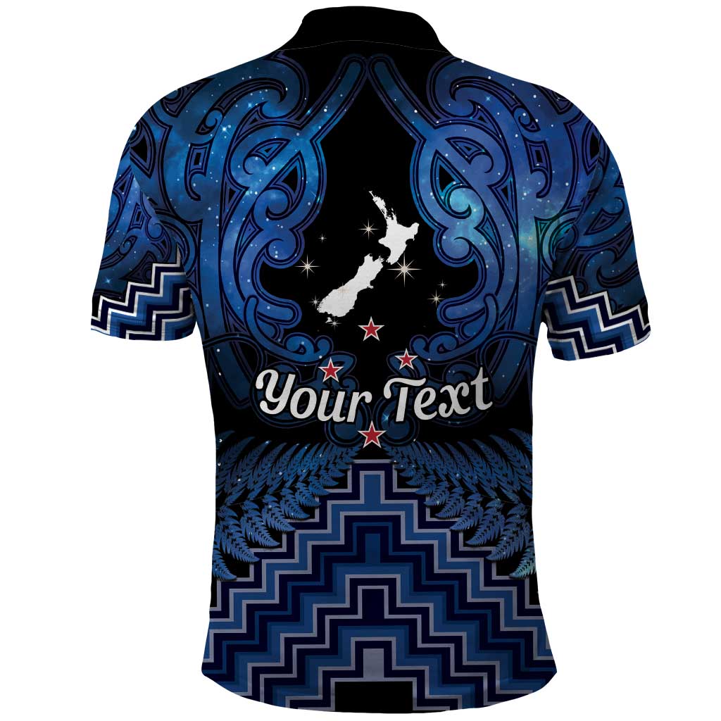Personalised Aotearoa Matariki Polo Shirt Blue Fern Maori Poutama