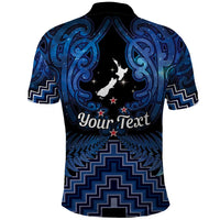 Personalised Aotearoa Matariki Polo Shirt Blue Fern Maori Poutama